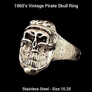 NEW - Vintage Pirate Skull Ring - SS - Size 10.25